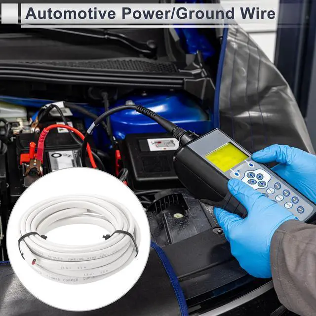 Alt view image 2 of 5 - RATCHROLL 1 Pcs Universal Ground Wire Fully Insulated& Soft Touch Jacket 20FT Power Wire 10AWG White OFC