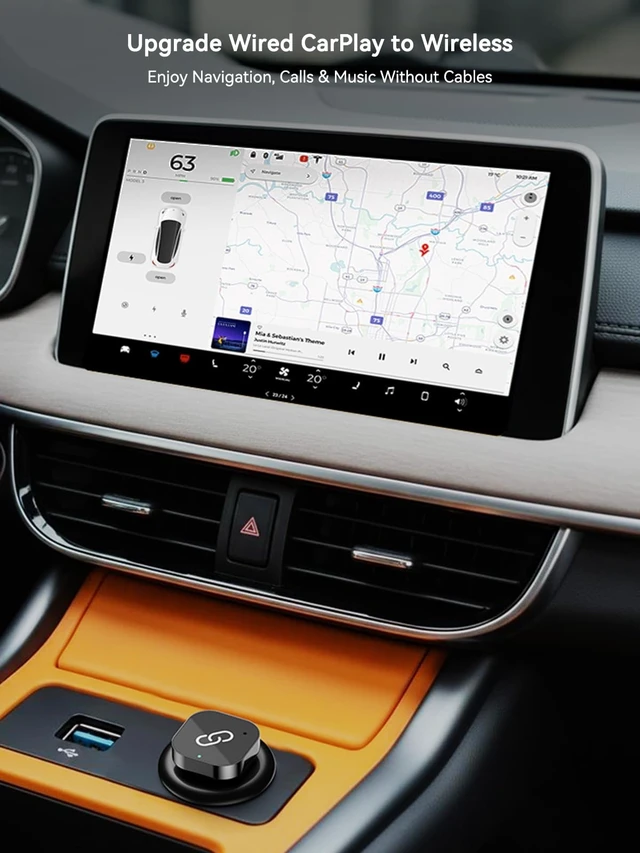 Alt view image 2 of 5 - Hyphoon USB-C Wireless CarPlay & Android Auto Adapter, Plug-in Dongle Converts Factory Wired CarPlay/Android Auto to Wireless