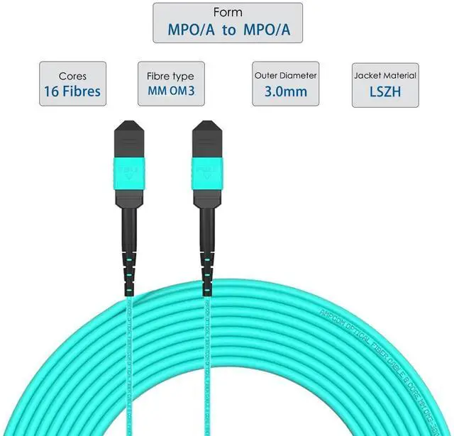 Alt view image 2 of 5 - Elfcam - 25m MPO 16 Fibres to MPO 16 Fibres Multimode OM3 50/125m, Type B Polarity, 25 Metres, 16 Strands