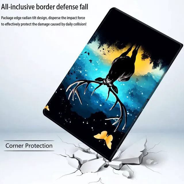Alt view image 3 of 5 - Bxgolkgd Tablet Case for iPad 9.7 Inch (2017/2018 Model,5th/6th Generation),Shockproof Stand Cover with Heat Dissipation,Auto Wake/Sleep Function,Starry Night Deer