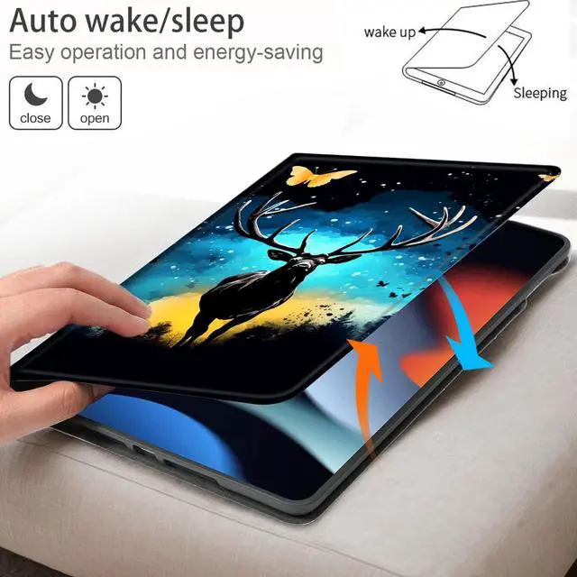 Alt view image 4 of 5 - Bxgolkgd Tablet Case for iPad 9.7 Inch (2017/2018 Model,5th/6th Generation),Shockproof Stand Cover with Heat Dissipation,Auto Wake/Sleep Function,Starry Night Deer
