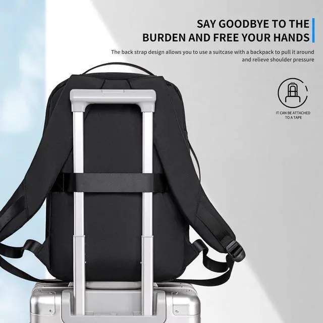 Alt view image 5 of 5 - BJIAX Laptop Backpack for Men Women, 17 Inch Black Lightweight Waterproof Business Backpack, Anti-Theft Work Computer Bag, Durable Daypack Casual Backpack for Work College Weekender Travel