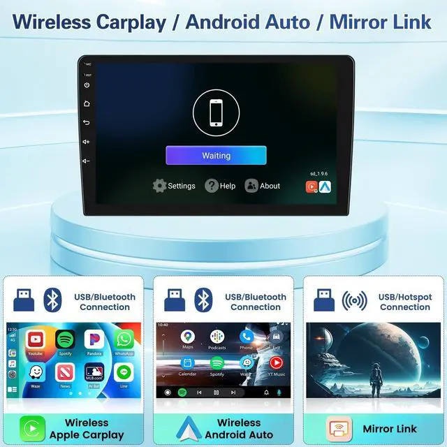 Alt view image 3 of 5 - Fuluku Android 15 Car Stereo 2+64G for Jeep Wrangler (4 Doors) 2007-2010 with Wireless Carplay Android Auto Mirror Link, 9'' Touchscreen Radio WiFi GPS FM RDS Bluetooth SWC Backup Camera Mic