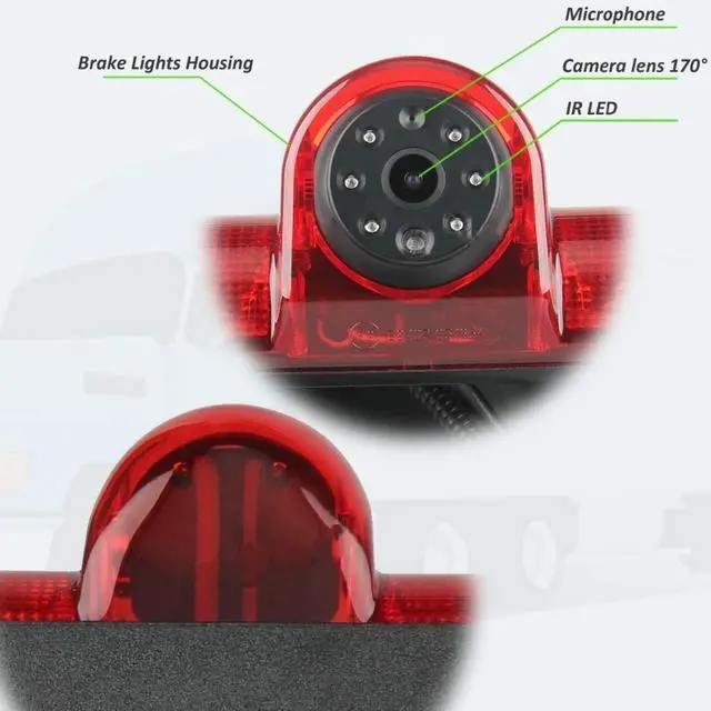 Alt view image 3 of 4 - Backup Camera Compatible for Chevrolet Express GMC Savana Cargo Van Transporter Chevy Express/GMC Savana Explorer Replace Thrid Brake Light (with Monitor)