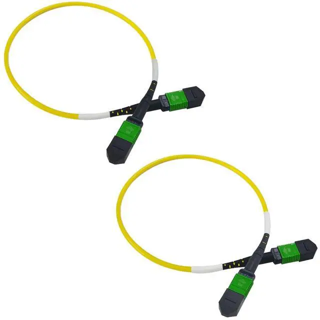 Main image of 2Pcs 0.3m MPO Fiber Optic Patch Cord, Single Mode Cable Jumper Plug, Female to Female, 12 Core 6 Channel Type B, APC end face, LSZH 3.0mm G657A1, Compatible with 8 Core 4 Channel MPO