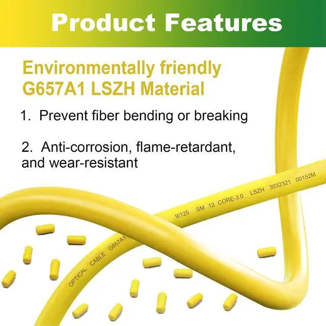 Alt view image 2 of 5 - 2Pcs 0.3m MPO Fiber Optic Patch Cord, Single Mode Cable Jumper Plug, Female to Female, 12 Core 6 Channel Type B, APC end face, LSZH 3.0mm G657A1, Compatible with 8 Core 4 Channel MPO