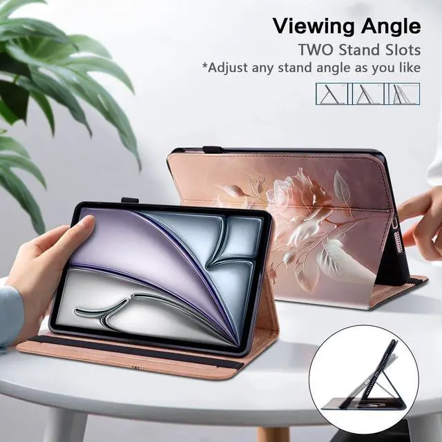 Alt view image 3 of 5 - VODEFOX Case for 7" Paperwhite 12th Generation 2025/2024 PU Leather Cover - Ceramic Roses