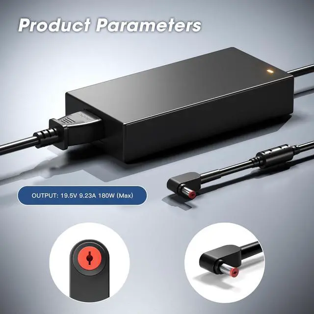 Alt view image 2 of 5 - Dongerdi 180W Charger Fit for Acer Nitro 5 7 V15 V17 V16 V14 16S AN515 AN517, Predator Helios 300 Laptop G3-571 G3-572 G3-573 PH315-52 PH317-54 Triton PT515-51 ADP-180MB K Power Adapter Supply Cord