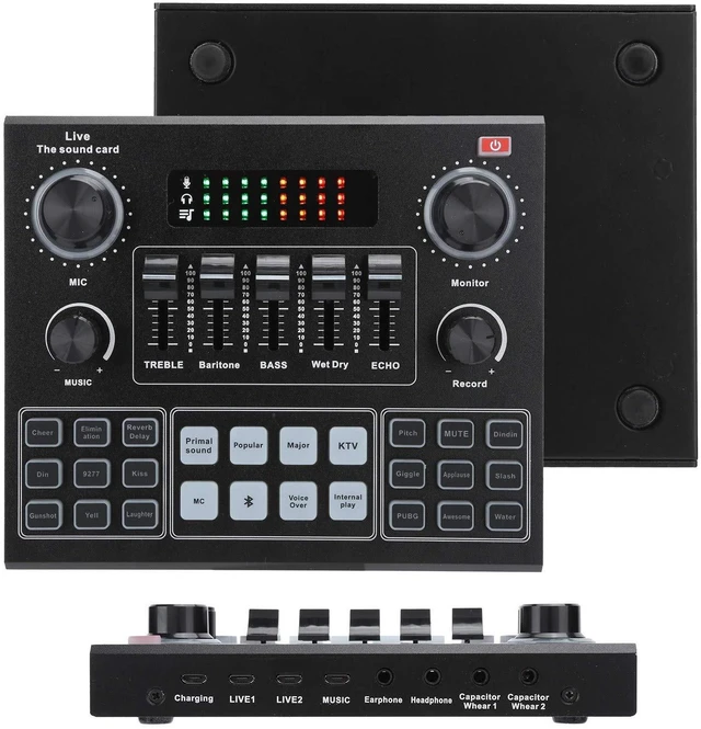 Main image of V9 Bluetooth Sound Card Stereo Audio Mixer with Effects and Voice Change for Computer Game Mobile Phone Live Broadcast
