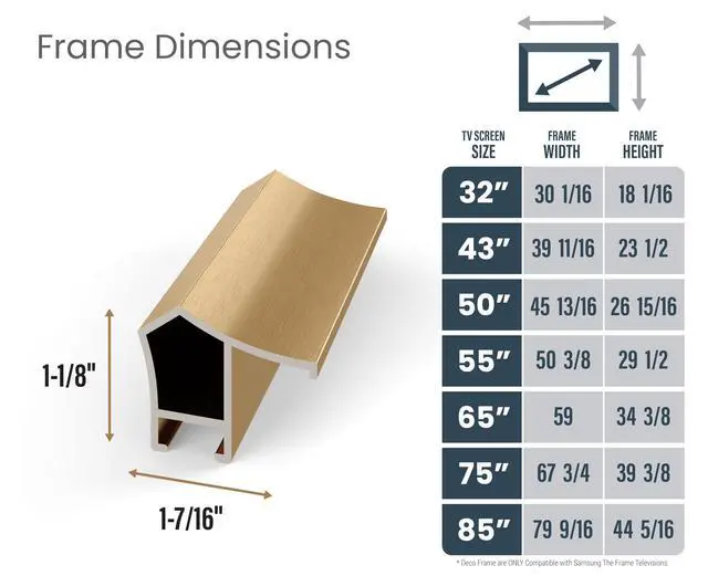 Alt view image 3 of 5 - Pale Gold Prismatic 75" Alloy Deco TV Frame - Compatible ONLY with Samsung The Frame TV and Pro TVs (Fits 2021-2026, LS03A, LS03B,LS03C,LS03D,LS03FA,LS03FW)
