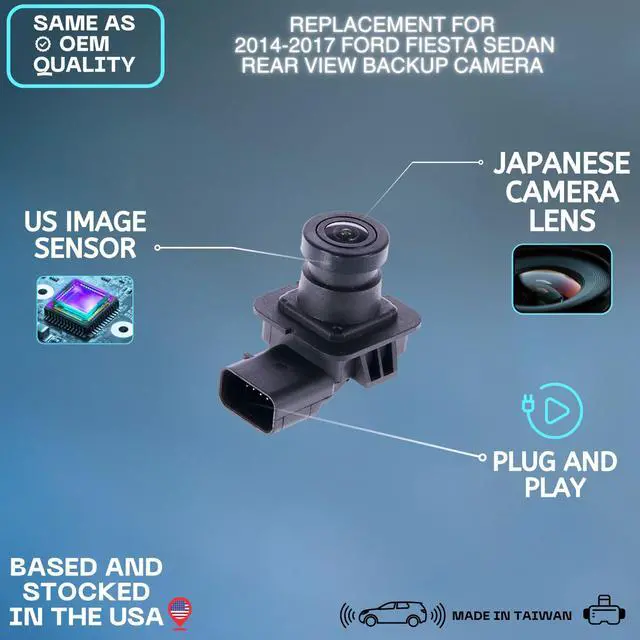 Alt view image 2 of 5 - Backup Camera Replaces for 2014 2015 2016 2017 Ford Fiesta Sedan OE Part # D2BZ19G490D D2BT19G490BC D2BZ19G490B (D2BZ-19G490-D, D2BT-19G490-BC, D2BZ-19G490-B)