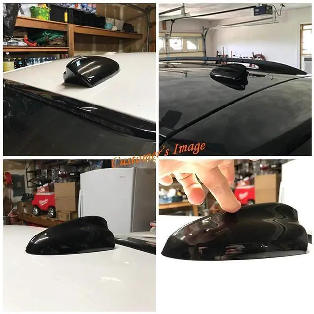 Alt view image 5 of 5 - Possbay Universal Car Shark Fin Antenna AM/FM Signal Roof Aerial for Auto SUV Truck Offroad with Adhesive Base (Black)