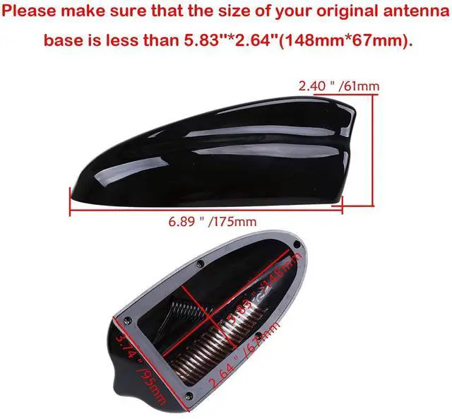 Alt view image 4 of 5 - Possbay Universal Car Shark Fin Antenna AM/FM Signal Roof Aerial for Auto SUV Truck Offroad with Adhesive Base (Black)