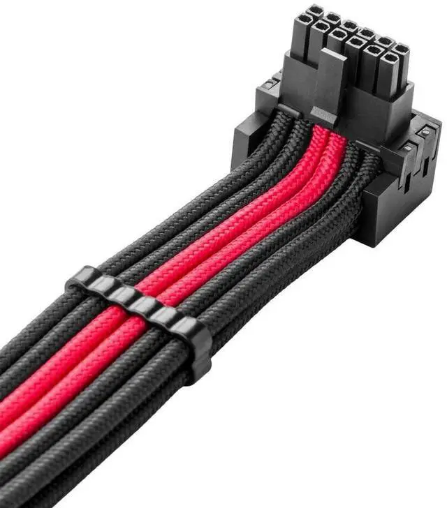 Alt view image 2 of 4 - CableMod C-Series Pro ModFlex Sleeved 12V-2x6 12VHPWR 90 StealthSense PCIe Cable for Corsair Type 4 / Type 3 - Variant B (Black + Red, 16-pin to Dual 8-pin, 60cm)