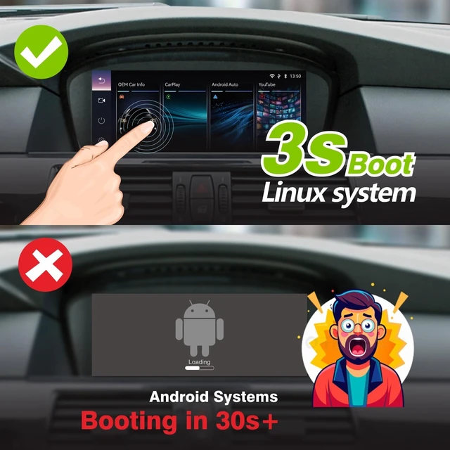 Alt view image 4 of 5 - Car Stereo for BMW CIC System with CarPlay & Android Auto, IPS Touchscreen
