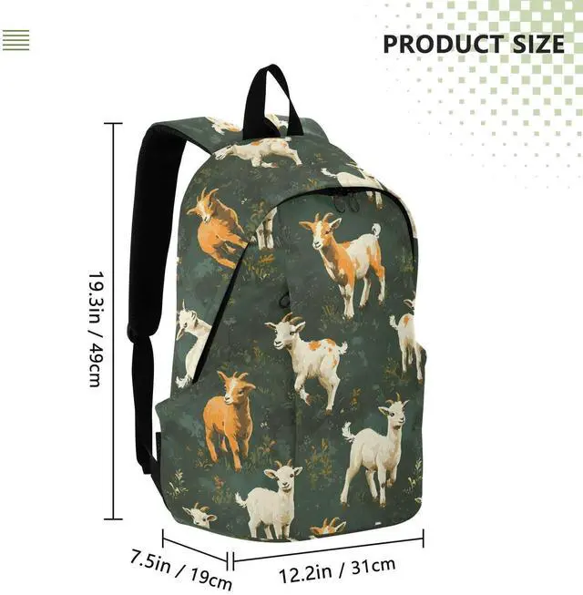 Alt view image 3 of 5 - Travel Backpack for Women Men Laptop Bag Work Fashion Daypack Goat Grass Large Lightweight Outdoor Casual
