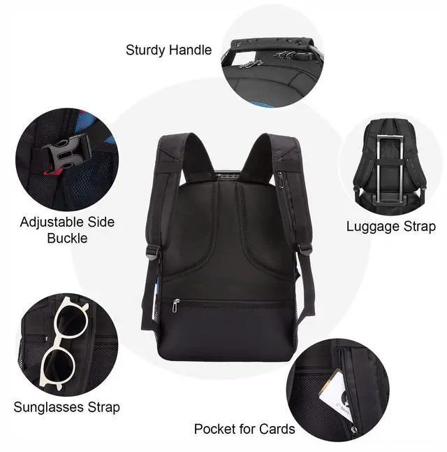 Alt view image 4 of 5 - LOVEVOOK Travel Laptop Backpack Waterproof Anti Theft with Lock and USB Charging Port Large Computer Business Backpack for Men Women College (15.6 inch, Blue)