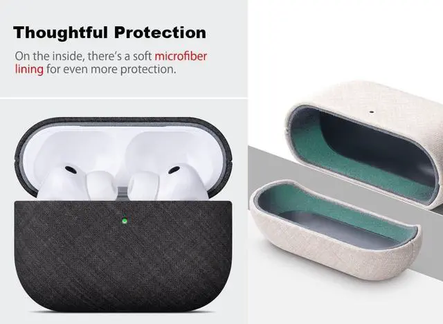 Alt view image 3 of 5 - Haobobro Handmade Case - for AirPods Pro 3 Case Cover - Selected Skin-Friendly Vegan Leather, Linen Cloth Style, Drop Protective Hard Cover for AirPods Pro 3rd Generation Earbuds -