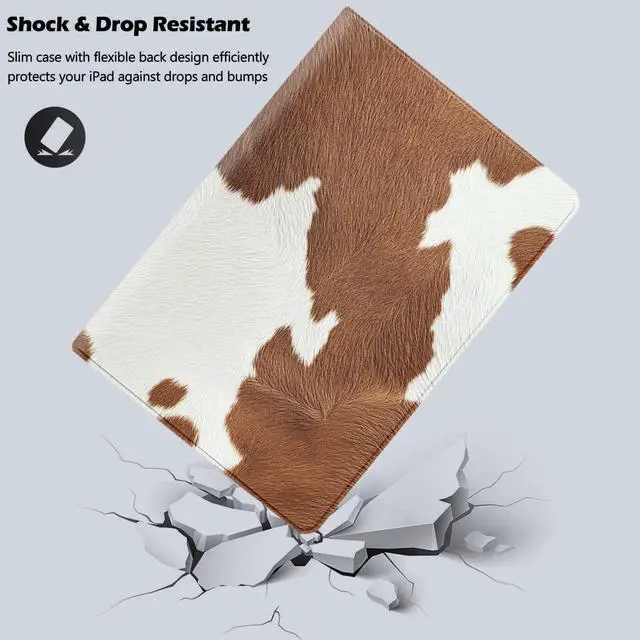 Alt view image 2 of 5 - DSRGRGFDJ Tablet Case for iPad 9th/8th/7th Generation 10.2 Inch with Magnetic Auto Wake/Sleep and Multi-Angle Adjustable Stand Cover - Brown Cowhide Texture