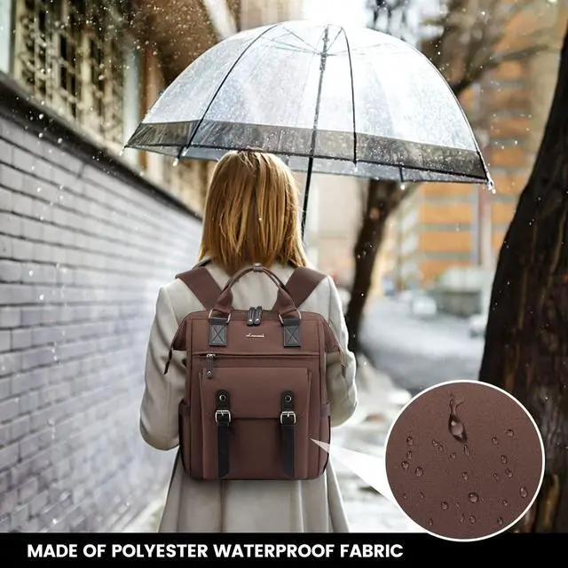 Alt view image 5 of 5 - LOVEVOOK Laptop Backpack for Women Work Travel Commuter Backpack Business Computer Bag Teacher Doctor Nurse Bags College Backpack Purse Laptop Bag, 15.6 Inch, Coffee-black
