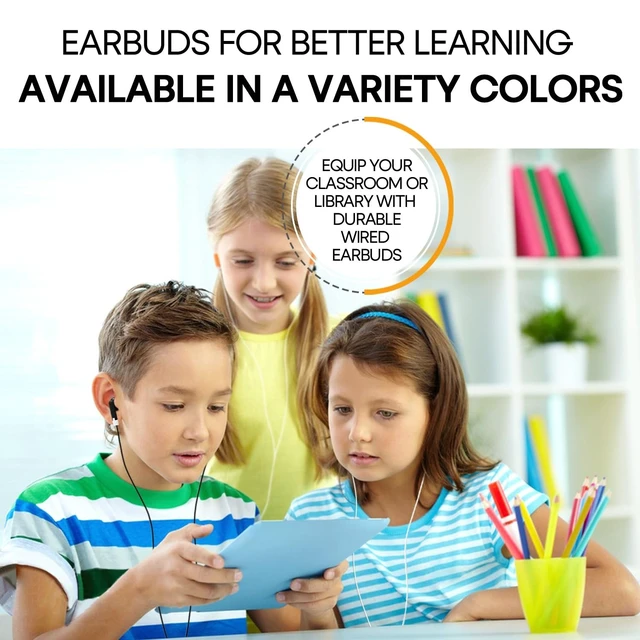 Alt view image 5 of 5 - Waneni Wholesale Bulk Earbuds Headphones 200 Pack Class Set for School Classroom Students Kids Children Toddler Boys Girls Teen Adults(Black,200 Pack)