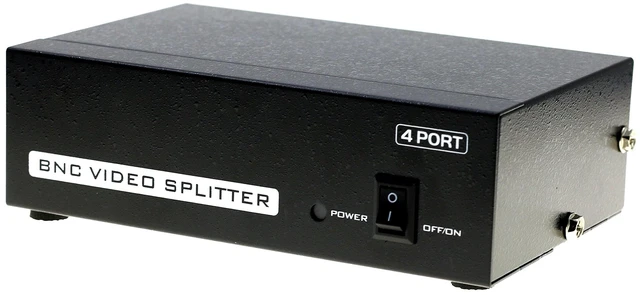 Main image of Optimal Shop 4 Ports BNC Video Splitter 1 in 4 Out BNC Coaxial TV CCTV DVR Composite Video Adapter Black