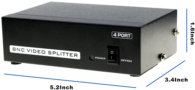 Alt view image 3 of 5 - Optimal Shop 4 Ports BNC Video Splitter 1 in 4 Out BNC Coaxial TV CCTV DVR Composite Video Adapter Black