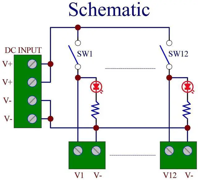 Alt view image 4 of 5 - Screw Mount 12 Channel Rocker Switch DC Power Distribution Strip Module