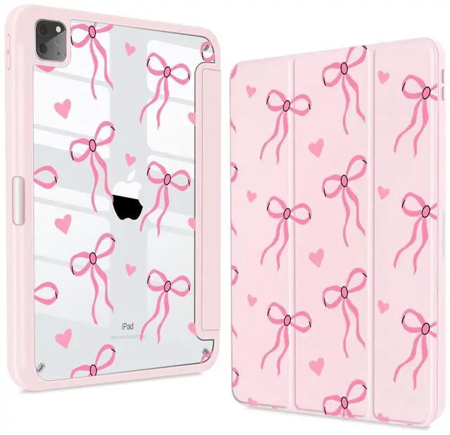 Main image of Teryeefi for iPad Air 11-Inch Case M4 (2026) M3 (2025) / M2 (2024) & iPad Air 4th/5th Generation, iPad Pro 11 in 4th/3rd/2nd/1st - Clear Back Cover with Pencil Holder Auto Wake/Sleep (Cute Bows)