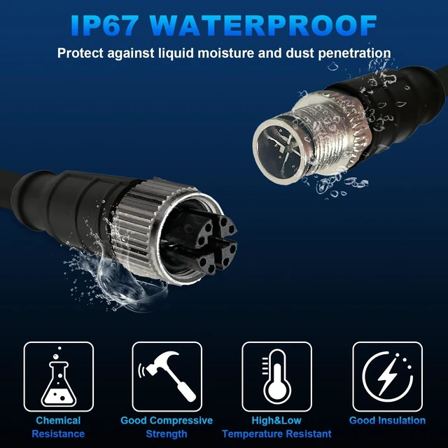 Alt view image 2 of 5 - GEOAOBLE 9.9Ft M12 8 Pin X Code Male to 8 Pin X Code Female Industrial Ethernet Cable High Flexible Shielded CAT6A Ethernet Cable for Industrial Camera Automation Application 3M
