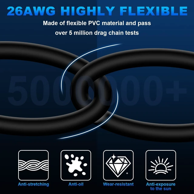 Alt view image 3 of 5 - GEOAOBLE 9.9Ft M12 8 Pin X Code Male to 8 Pin X Code Female Industrial Ethernet Cable High Flexible Shielded CAT6A Ethernet Cable for Industrial Camera Automation Application 3M