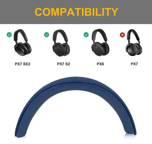 Alt view image 5 of 5 - SINOWO Headset Strap,Replacement Headbands Straps for Bowers & Wilkins PX8/PX7 s2/PX7 s2e (do not fit PX7) Headphones,Headset Head Cushion Cover Repair Part (Blue)