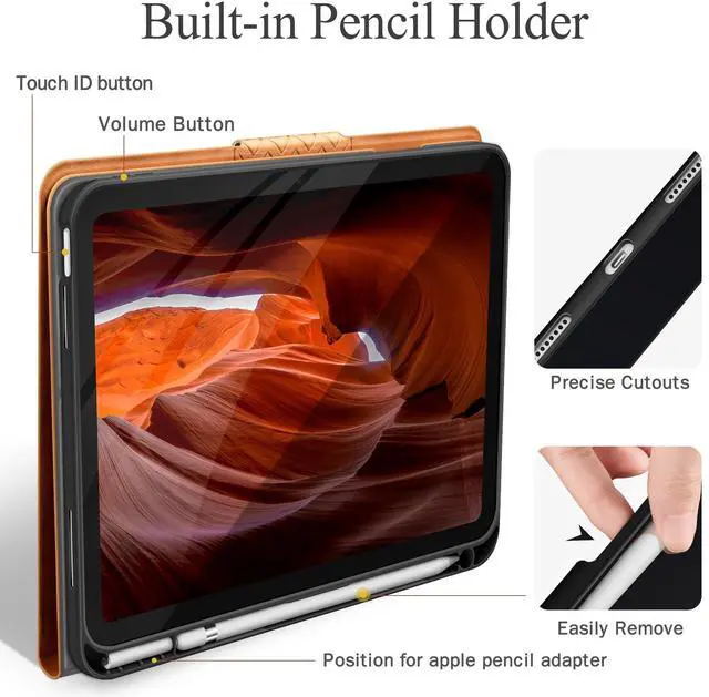 Alt view image 4 of 5 - auaua Case for iPad (A16) 11th Generation 11 Inch 2025, iPad 10th Generation 10.9 Inch 2022, with Pencil Holder, Auto Sleep/Wake, Adjustable Stand, PU Leather (Brown)