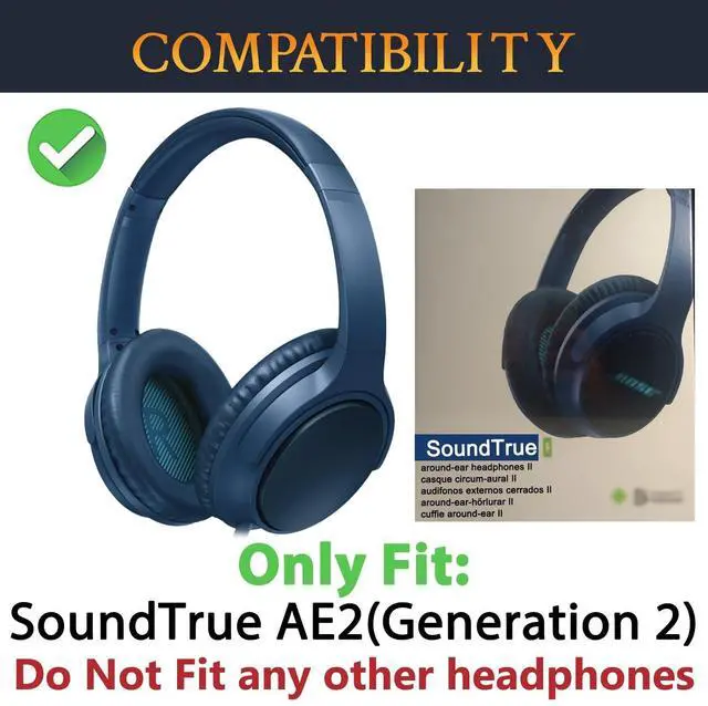 Alt view image 2 of 5 - SOULWIT Replacement Kit for Bose SoundTrue Around-Ear II (Sound True AE2) Headphones, Ear Pads Cushions + Headband + Silicone Earpads Cover Protector - Sapphire Blue(Blue Scrims)