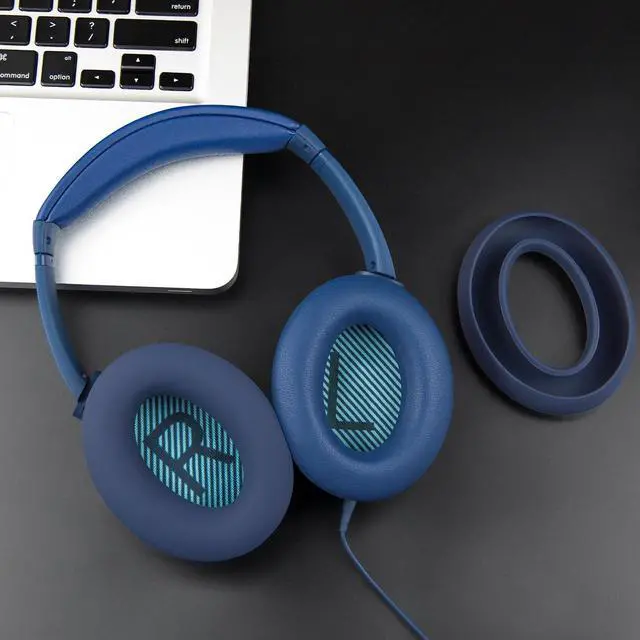 Alt view image 4 of 5 - SOULWIT Replacement Kit for Bose SoundTrue Around-Ear II (Sound True AE2) Headphones, Ear Pads Cushions + Headband + Silicone Earpads Cover Protector - Sapphire Blue(Blue Scrims)