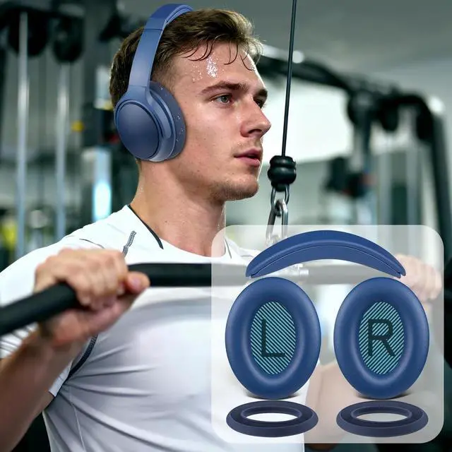Alt view image 5 of 5 - SOULWIT Replacement Kit for Bose SoundTrue Around-Ear II (Sound True AE2) Headphones, Ear Pads Cushions + Headband + Silicone Earpads Cover Protector - Sapphire Blue(Blue Scrims)