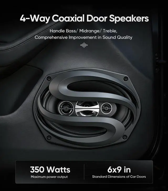 Alt view image 2 of 5 - Seventour 6x9 4-Way Car Audio Door Speakers (Pair),350 Watts max Power,Full Range,Tweeters,Coaxial,Enhanced Sound,High-Efficiency Speaker for Cars/Truck,Great OEM Car Audio Upgrade (6x9 350 Watts)