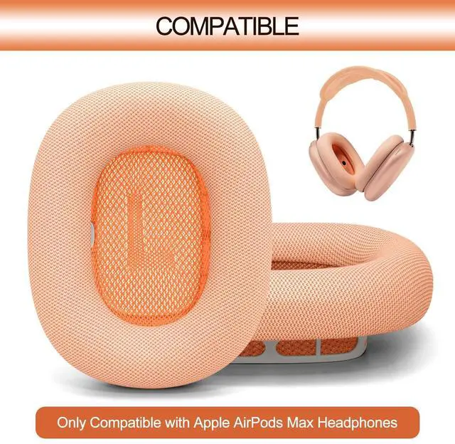 Alt view image 2 of 5 - GEVO Upgraded Ear Cushions Replacement Earpads for 2024 New Apple AirPods Max Headphones, Protein Leather Ear Pads Cover with Memory Foam and Magnet for AirPods Max Fresh Color (Orange)