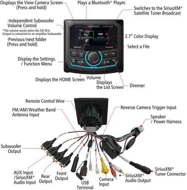 Alt view image 5 of 5 - Kenwood KMR-XM500 eXcelon Marine & Motorsport Waterproof Digital Media Receiver with Corrosion Resistance & Bluetooth