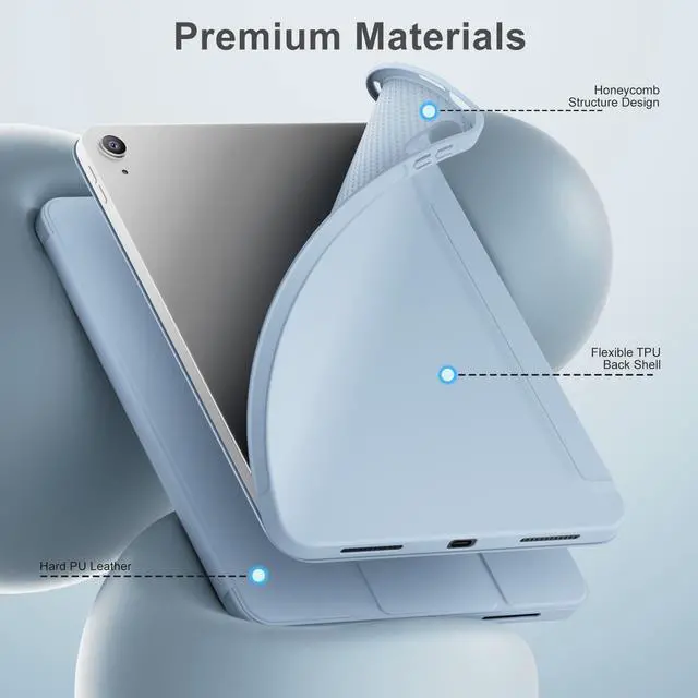 Alt view image 2 of 5 - SQQSOOZ Case for iPad (A16) 11 Inch 2025/iPad 10th Generation 10.9 Inch 2022, Slim & Lightweight, Trifold Stand Protective Cover, Soft TPU Back, Support Touch ID, Auto Wake/Sleep, Sky Blue