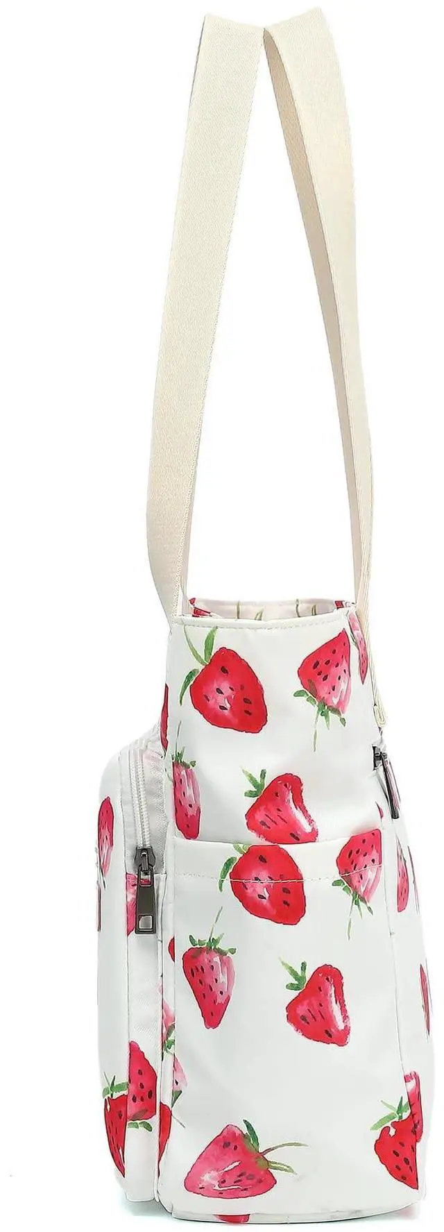 Alt view image 5 of 5 - SANFAN Women Tote Bag With Muti-Pockets,Lightweight Shoulder Bag,Large Capacity Handbag for Travel, Work, Gym (Strawberry)