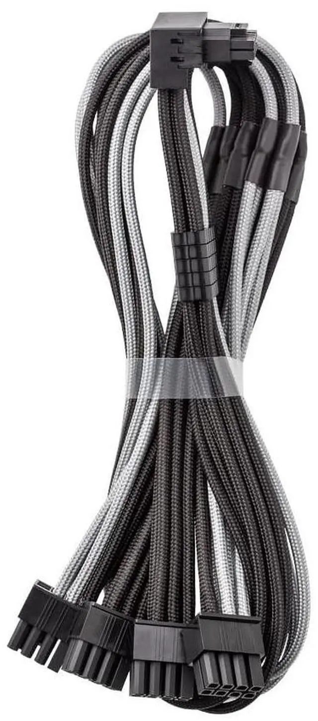 Main image of CableMod RT-Series Pro ModFlex Sleeved 12V-2x6 12VHPWR 90 StealthSense PCIe Cable for ASUS/Seasonic/Phanteks (Variant B, Black + Silver)