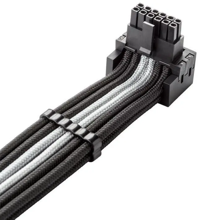 Alt view image 2 of 4 - CableMod RT-Series Pro ModFlex Sleeved 12V-2x6 12VHPWR 90 StealthSense PCIe Cable for ASUS/Seasonic/Phanteks (Variant B, Black + Silver)