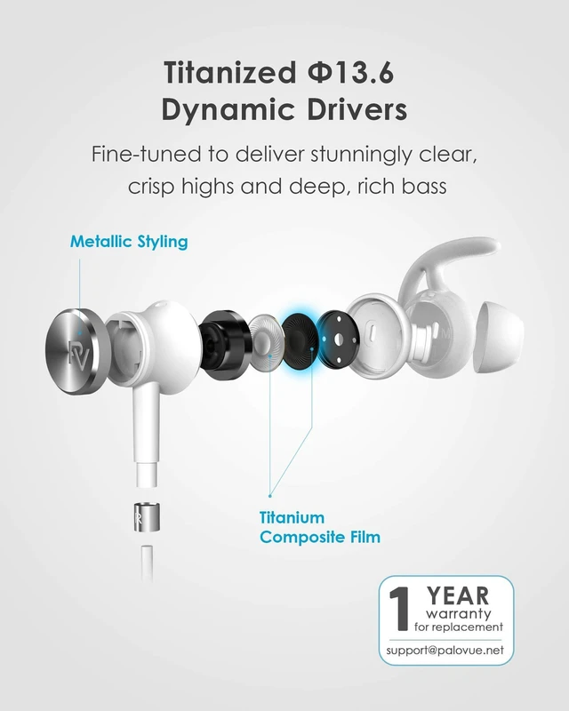 Alt view image 3 of 5 - PALOVUE Lightning Headphones Magnetic Earbuds MFi Certified with Mic, White