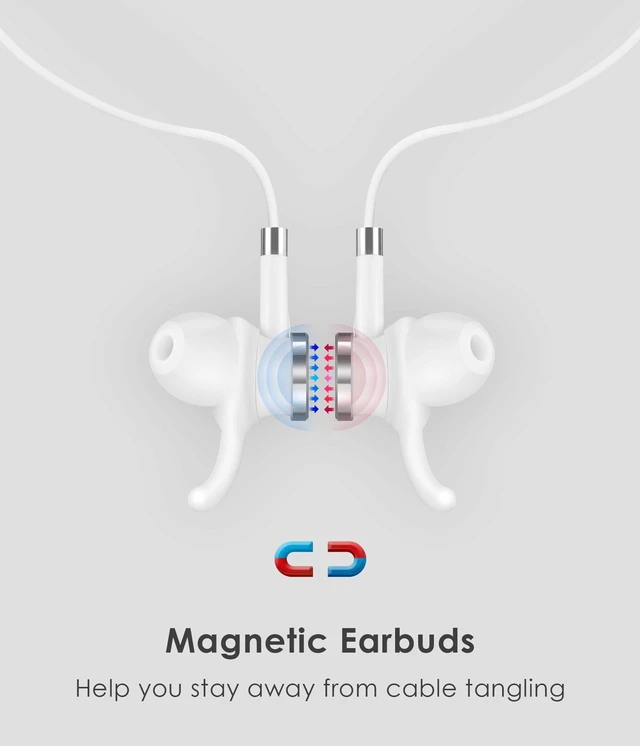 Alt view image 5 of 5 - PALOVUE Lightning Headphones Magnetic Earbuds MFi Certified with Mic, White