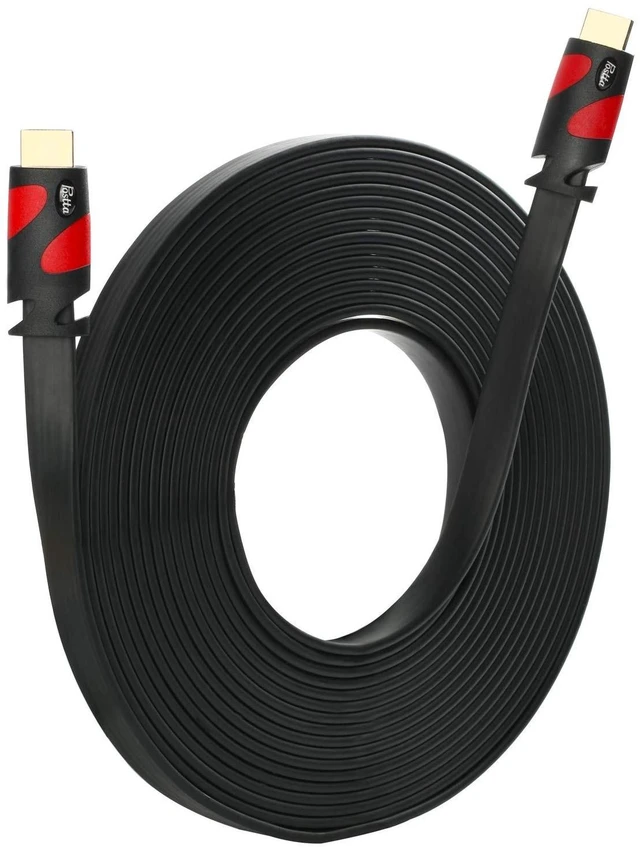 Main image of Postta Flat HDMI Cable(40 Feet) Flat HDMI 2.0 Cord Support 4K, 3D, 2160p, 1080p, Ethernet and Audio Return-Black-Red