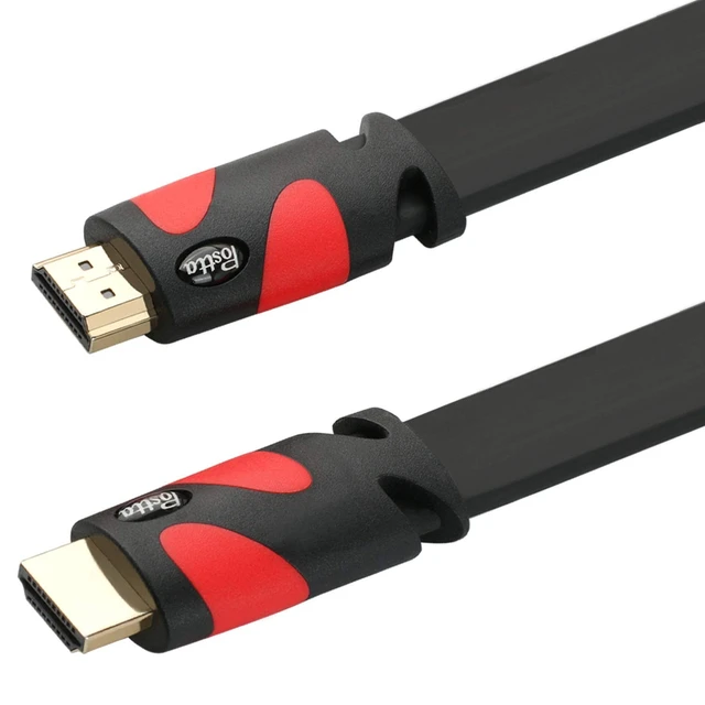 Alt view image 4 of 5 - Postta Flat HDMI Cable(40 Feet) Flat HDMI 2.0 Cord Support 4K, 3D, 2160p, 1080p, Ethernet and Audio Return-Black-Red