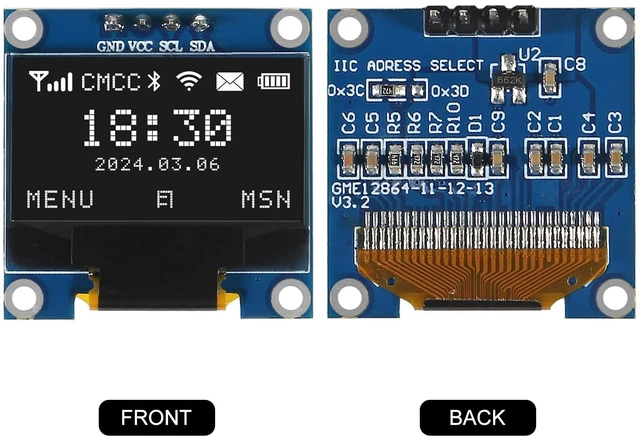 Alt view image 2 of 5 - AITRIP 10 Pieces 0.96 Inch OLED I2C IIC Display Module 12864 128x64 SSD1306 Mini Self-Luminous Display Board Compatible with Arduino/Raspberry PI -White