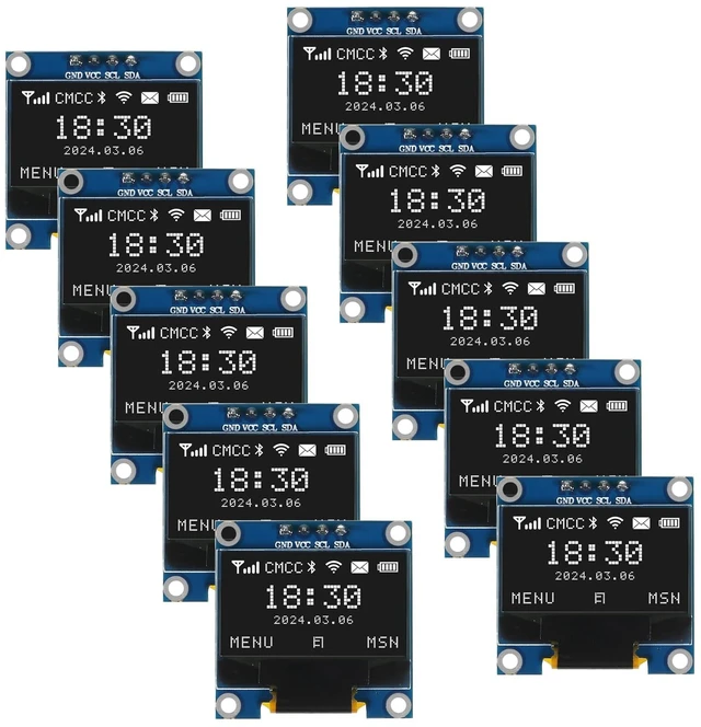 Main image of AITRIP 10 Pieces 0.96 Inch OLED I2C IIC Display Module 12864 128x64 SSD1306 Mini Self-Luminous Display Board Compatible with Arduino/Raspberry PI -White