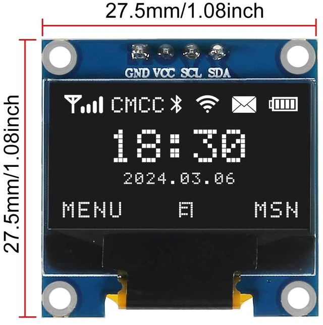 Alt view image 5 of 5 - AITRIP 10 Pieces 0.96 Inch OLED I2C IIC Display Module 12864 128x64 SSD1306 Mini Self-Luminous Display Board Compatible with Arduino/Raspberry PI -White